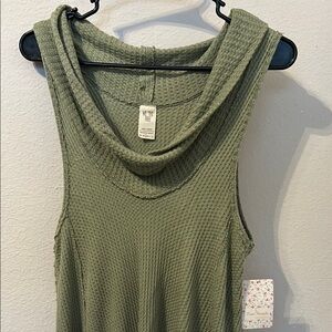 Free People Long Cowl Tank Olive Green Sleeveless Top